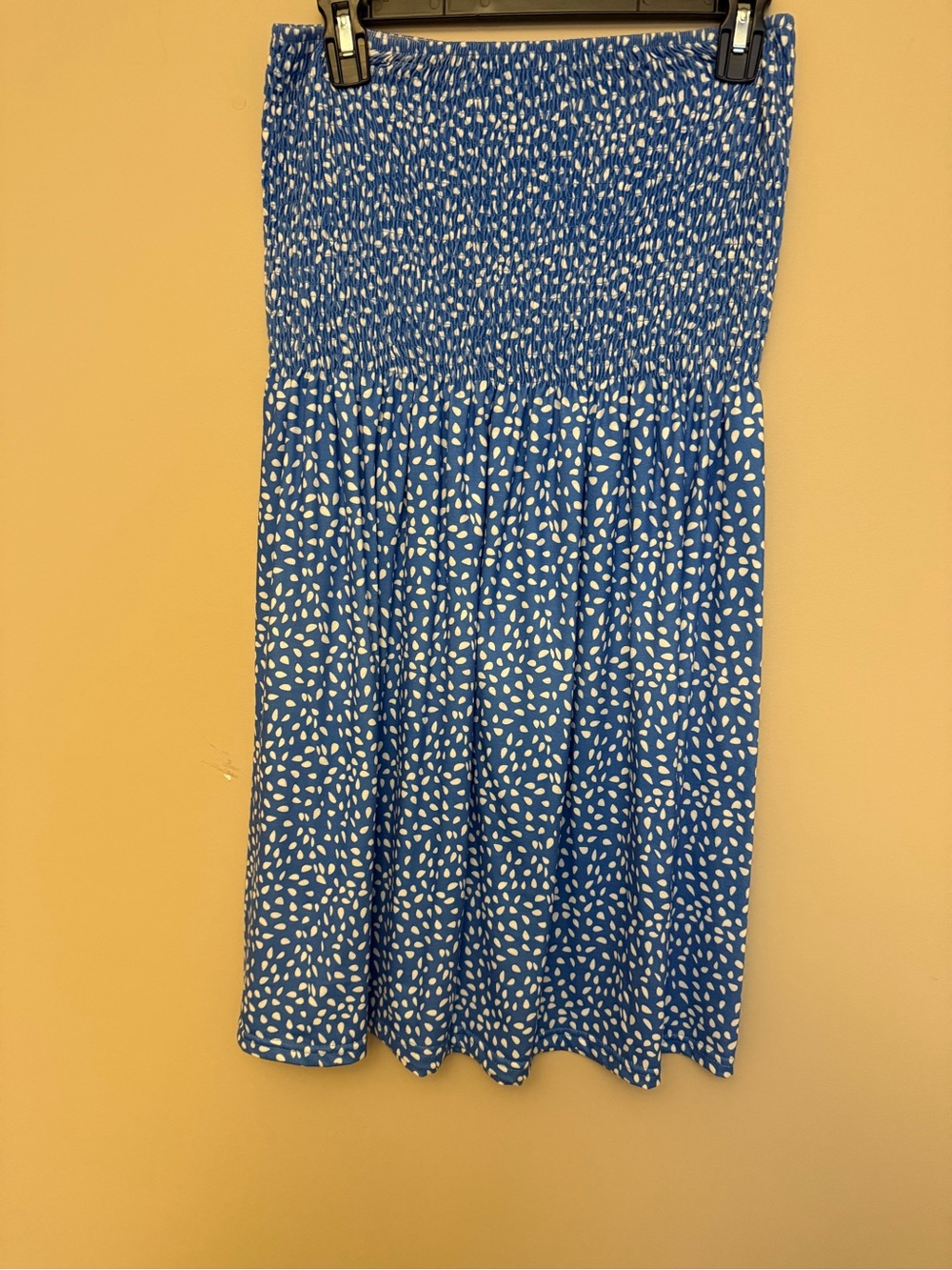 Blue Smocked Waist Printed Midi dress